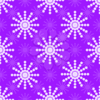 Seamless pattern of white snowflakes on a violet background