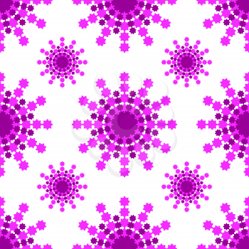 Seamless pattern of pink-burgundy snowflakes on a white background.