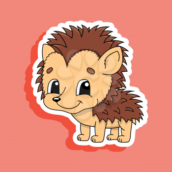 Brown hedgehog. Cute character. Colorful vector illustration. Cartoon style. Isolated on white background. Design element. Template for your design, books, stickers, cards, posters, clothes.