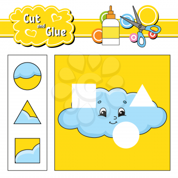 Cut and glue. Education developing worksheet. Activity page. Game for children. Isolated vector illustration in cute cartoon style.