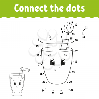Dot to dot. Draw a line. Handwriting practice. Learning numbers for kids. Education developing worksheet. Activity page. Game for toddler and preschoolers. Isolated vector illustration. Cartoon style.