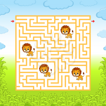 Maze. Game for kids. Funny labyrinth. Education developing worksheet. Activity page. Puzzle for children. Cute cartoon style. Riddle for preschool. Logical conundrum. Color vector illustration.