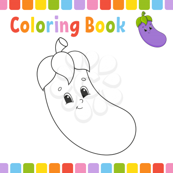 Coloring book for kids. Cheerful character. Vector illustration. Cute cartoon style. Fantasy page for children. Black contour silhouette. Isolated on white background.