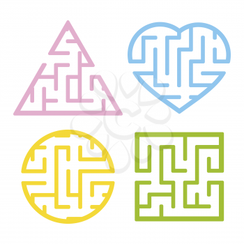 A set of mazes. Game for kids. Puzzle for children. Labyrinth conundrum. Find the right path. Vector illustration.