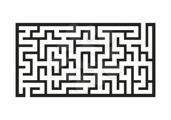 Black rectangular labyrinth. Game for kids. Puzzle for children. Maze conundrum. Flat vector illustration isolated on white background