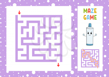 Maze. Game for kids. Funny labyrinth. Education developing worksheet. Activity page. Puzzle for children. Cute cartoon style. Riddle for preschool. Logical conundrum. Color vector illustration