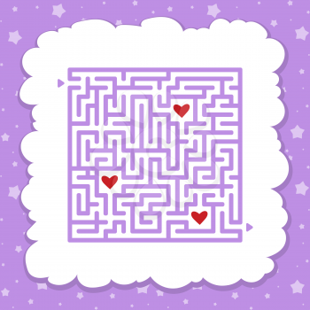 Funny maze. Game for kids. Puzzle for children. Cartoon style. Labyrinth conundrum. Color vector illustration. Find the right path. The development of logical and spatial thinking