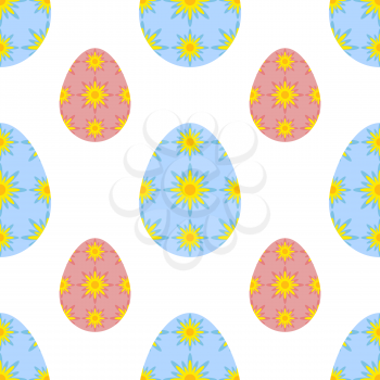 Colorful seamless pattern of sweet Easter eggs on a light background. Simple flat vector illustration. For the design of paper wallpapers, fabric, wrapping paper, covers, web sites