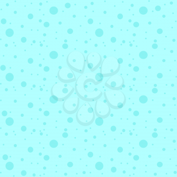 Colorful seamless pattern of falling snow on a blue background. Simple flat vector illustration. For the design of paper wallpaper, fabric, wrapping paper, covers, web sites.