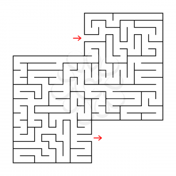 Abstract square isolated maze. Black color. An interesting and useful game for children and adults. Simple flat vector illustration. With a place for your image