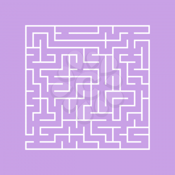 A square labyrinth with an entrance and an exit. A simple flat vector illustration isolated on a colored background