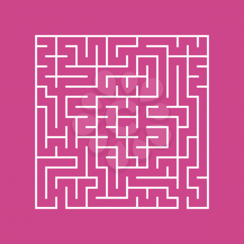 A square labyrinth with an entrance and an exit. A simple flat vector illustration isolated on a colored background