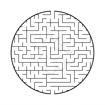 A round labyrinth with an entrance and an exit. Simple flat vector illustration isolated on white background. With a place for your image