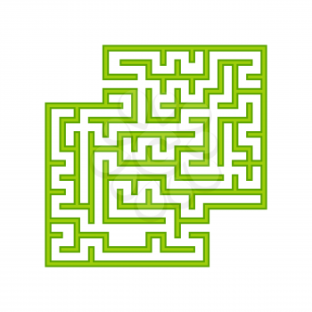 Green square labyrinth. A game for children. Simple flat vector illustration isolated on white background. With a place for your images