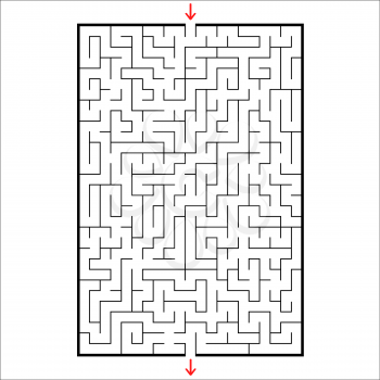Abstract rectangular maze. Game for kids. Puzzle for children. One entrances, one exit. Labyrinth conundrum. Simple flat vector illustration isolated on white background.