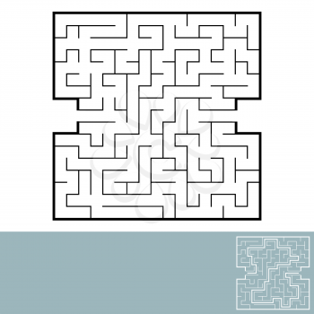Abstract square maze. Game for kids. Puzzle for children. Labyrinth conundrum. Black flat vector illustration isolated on white background. With answer