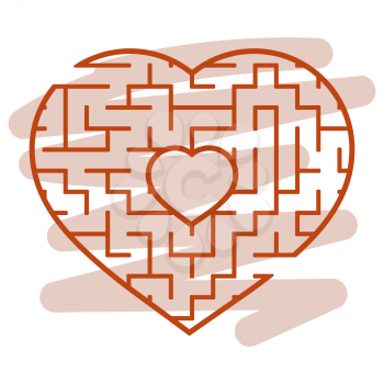 Color heart shaped labyrinth. Game for kids and adults. Puzzle for children. Labyrinth conundrum. Flat vector illustration isolated on white background. Love search concept