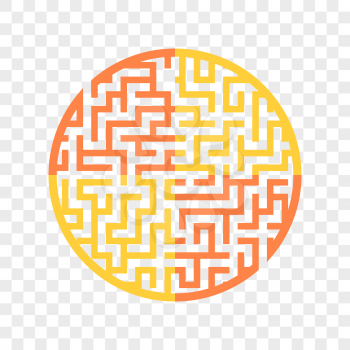 Color round maze. Painted in different colors. Game for kids and adults. Puzzle for children. Labyrinth conundrum. Flat vector illustration isolated on transparent background