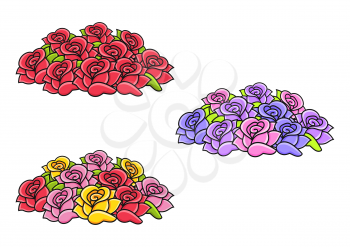Rose flower bed. Colorful vector illustration. Isolated on white background. Design element. Template for your design, books, stickers, cards.