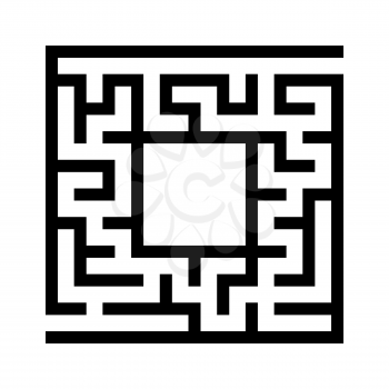 Black abstract square maze with a place for your image. An interesting and useful game for kids. A simple flat vector illustration isolated on a white background.