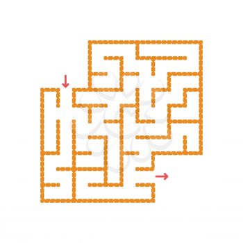 A colored square labyrinth with an entrance and an exit. Simple flat vector illustration isolated on white background. With a place for your drawings.