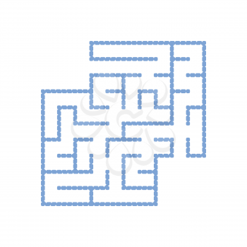 A colored square labyrinth with an entrance and an exit. Simple flat vector illustration isolated on white background. With a place for your drawings.