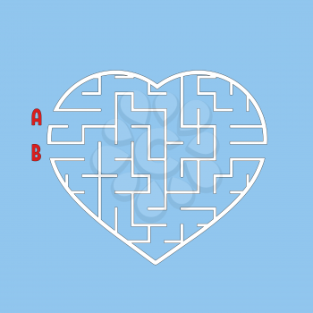Labyrinth in the shape of a heart. Game for kids. Puzzle for children. Maze conundrum. Flat vector illustration isolated on white background.