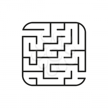 Abstract square maze. Easy level of difficulty. Game for kids. Puzzle for children. One entrances, one exit. Labyrinth conundrum. Flat vector illustration isolated on white background.