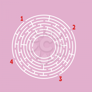 Abstract round maze. Game for kids. Puzzle for children. Find the right path. Labyrinth conundrum. Flat vector illustration isolated on color background. With place for your image.