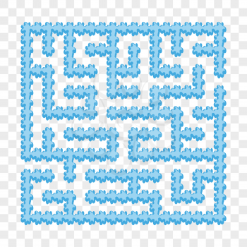 Icy blue square maze. Game for kids. Puzzle for children. Easy level of difficulty. Labyrinth conundrum. Flat vector illustration isolated on transparent background