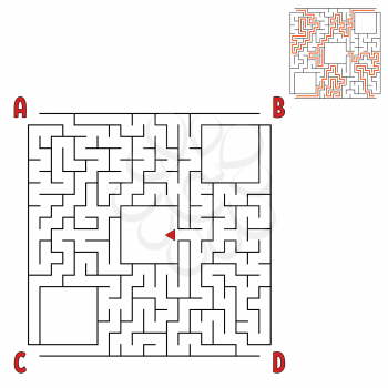 Square maze. Game for kids. Puzzle for children. Labyrinth conundrum. Flat vector illustration isolated on white background