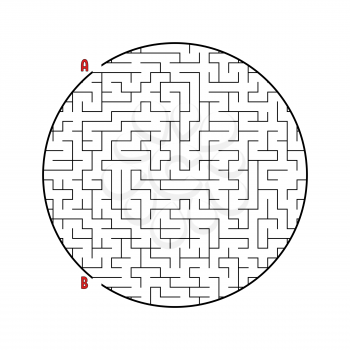 Round maze. Game for kids. Puzzle for children. Labyrinth conundrum. Flat vector illustration isolated on white background