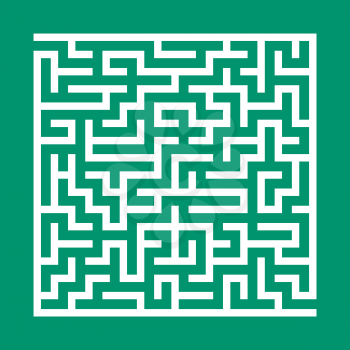 Square maze. Game for kids. Puzzle for children. Labyrinth conundrum. Flat vector illustration isolated on color background