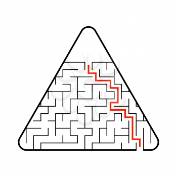Abstract triangular labyrinth. Game for kids. Puzzle for children. One entrance, one exit. Labyrinth conundrum. Flat vector illustration. With answer. With place for your image