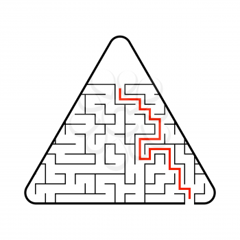Abstract triangular labyrinth. Game for kids. Puzzle for children. One entrance, one exit. Labyrinth conundrum. Flat vector illustration. With answer. With place for your image