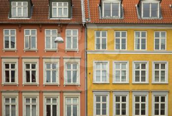 Colourful houses in Copenhagen, Europe