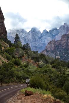 Altar of Sacrifice mountain in Zion National Park in Utah United States