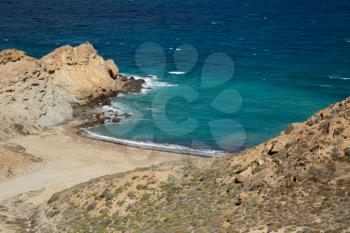 Beautiful beach with turquoise water in Naxos in Greece the biggest island of the cyclades