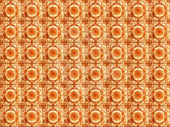 Photographs of traditional portuguese tiles with flowers in orange tone