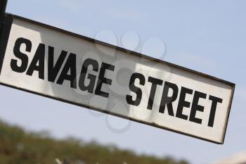 Royalty Free Photo of a Savage Street Sign