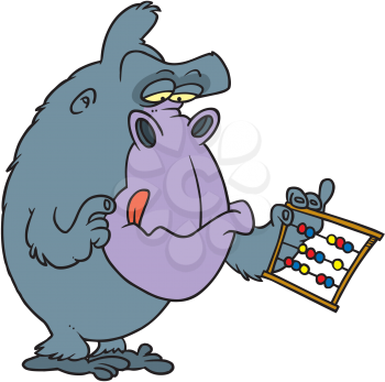 Royalty Free Clipart Image of a Gorilla With an Abacus