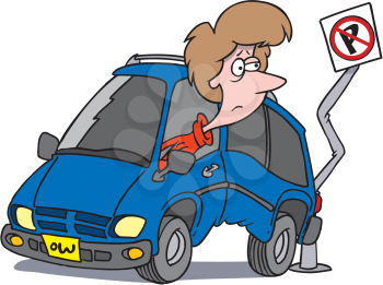 Royalty Free Clipart Image of a Woman in a Car Carsh