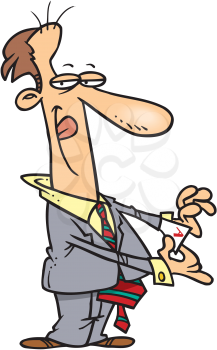 Royalty Free Clipart Image of a Man With an Ace Up His Sleeve