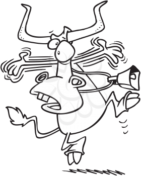 Royalty Free Clipart Image of an Alarmed Bull