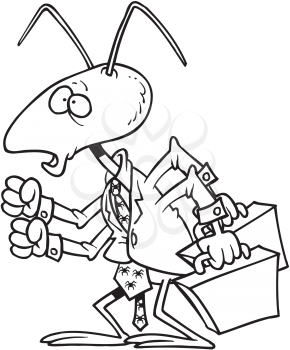 Royalty Free Clipart Image of an Ant With Suitcases