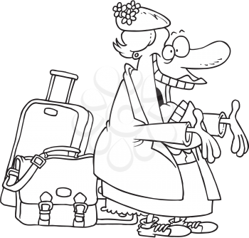 Royalty Free Clipart Image of a Woman With Luggage