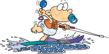 Royalty Free Clipart Image of a Waterskiing Baby