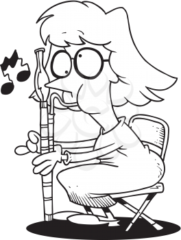 Royalty Free Clipart Image of a Woman Playing a Bassoon