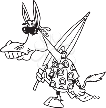Royalty Free Clipart Image of a Donkey Wearing Beach Attire