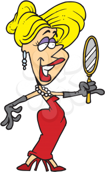 Royalty Free Clipart Image of a Woman Looking in a Mirror